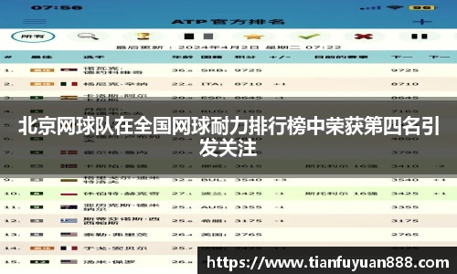 北京网球队在全国网球耐力排行榜中荣获第四名引发关注