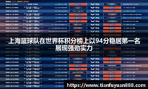 上海篮球队在世界杯积分榜上以94分稳居第一名展现强劲实力